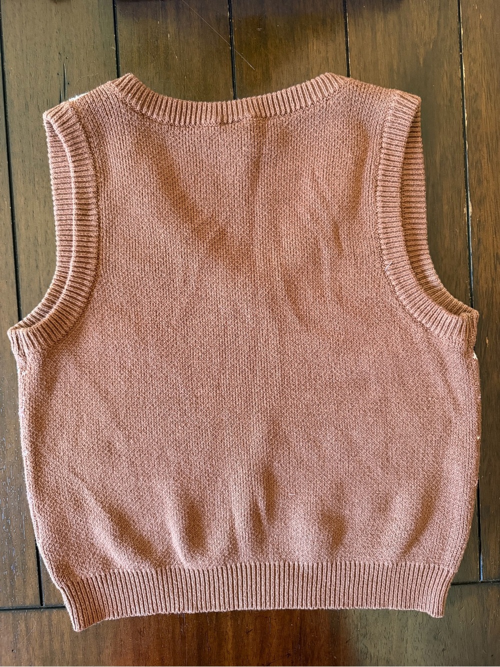 Abound Women’s M Argyle Sweater Vest Brown Cream Pink V Neck Preppy Academia - Picture 4 of 4
